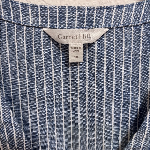 Garnet hill 100% linen ruffle detail dress - Picture 2 of 7